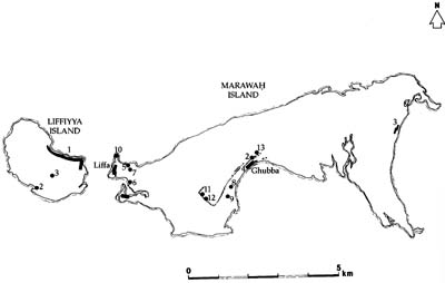 Mapping of archaeological sites on Marawah - 1st ADIAS season, 1992 (Source: ADIAS)