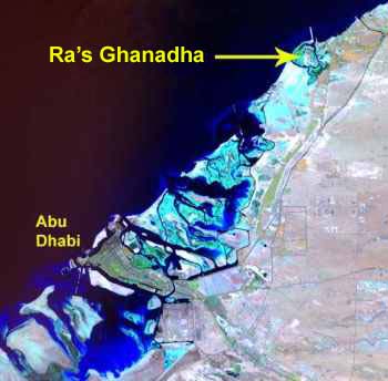 Satellite image of Ra's Ghanadha and vicinity (Source: ADIAS)